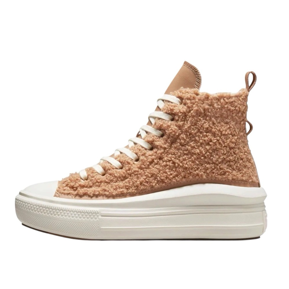 Converse Chuck Taylor All Star Move High Top Sherpa Platform Sneakers Sand Dune